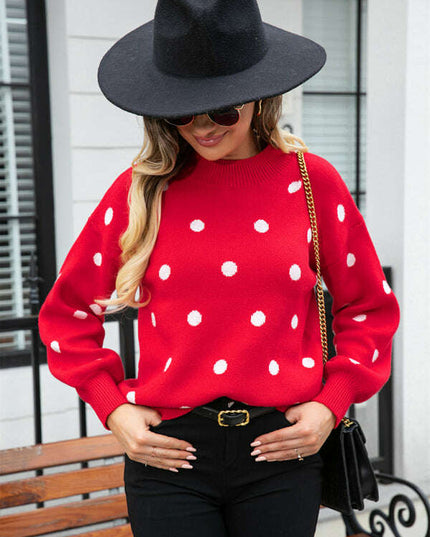 Women's Fashion Knit Polka Dot Pullover