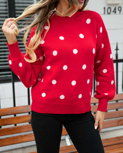 Women's Fashion Knit Polka Dot Pullover