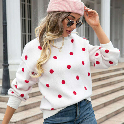 Women's Fashion Knit Polka Dot Pullover
