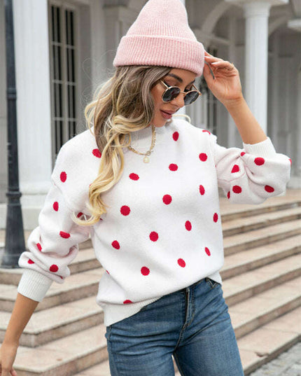 Women's Fashion Knit Polka Dot Pullover