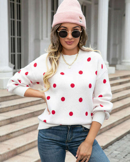 Women's Fashion Knit Polka Dot Pullover