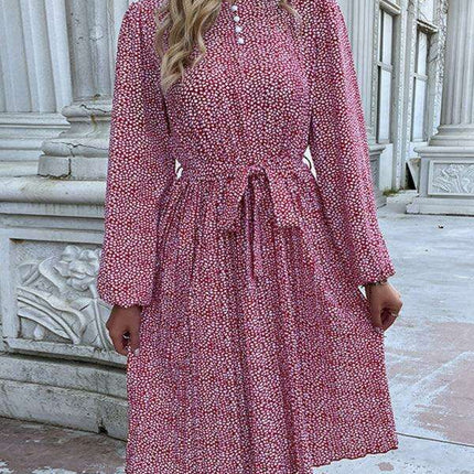 Chic Polka Dot Long Sleeve Dress for Women - Effortless Elegance