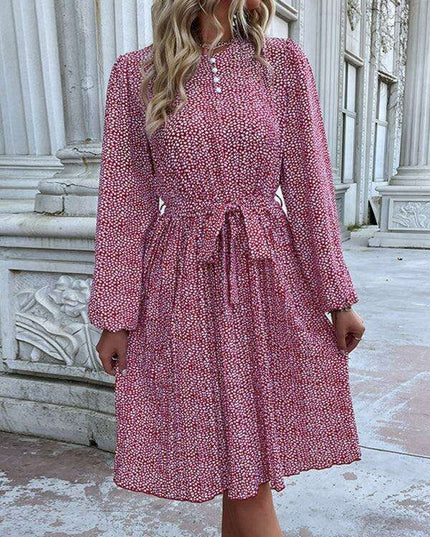 Chic Polka Dot Long Sleeve Dress for Women - Effortless Elegance