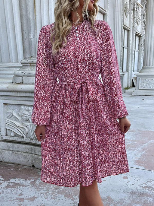 New women's long sleeve polka dot dress