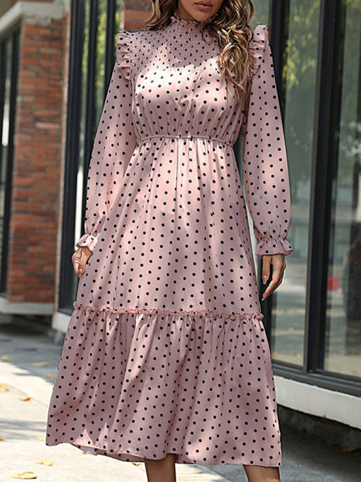 New women's long sleeve polka dot dress