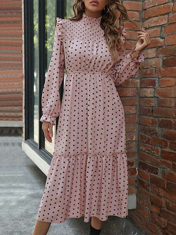 Chic Long Sleeve Polka Dot Dress: A Classic Wardrobe Essential for Women
