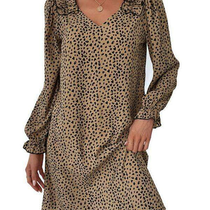 Fierce Chic Leopard Print Long Sleeve Dress - A Wardrobe Essential for Women
