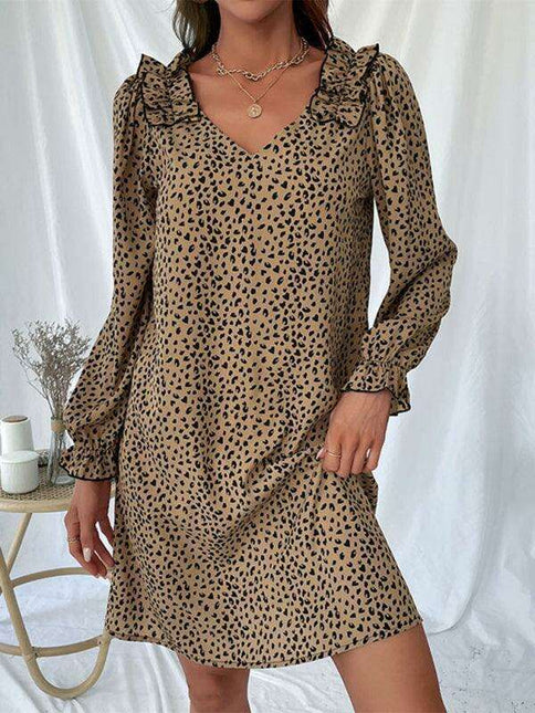 Fierce Chic Leopard Print Long Sleeve Dress - A Wardrobe Essential for Women