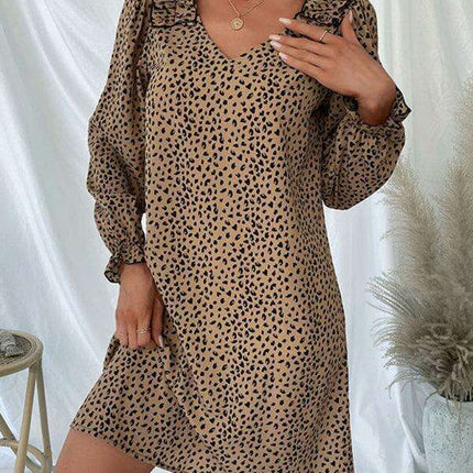 Fierce Chic Leopard Print Long Sleeve Dress - A Wardrobe Essential for Women