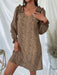 Leopard Print Loose Dress with Long Sleeves for Women