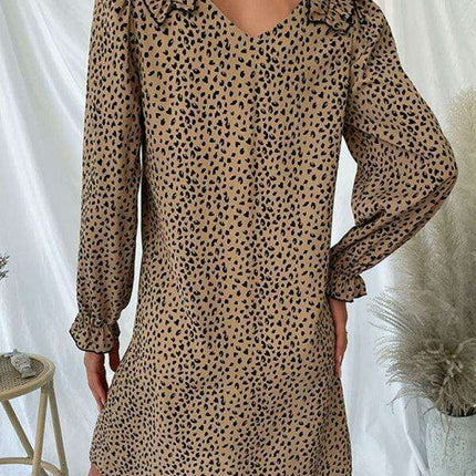 Fierce Chic Leopard Print Long Sleeve Dress - A Wardrobe Essential for Women