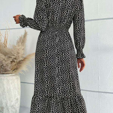 Chic Botanical Print Long Sleeve Dress for Women