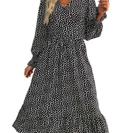 Chic Botanical Print Long Sleeve Dress for Women