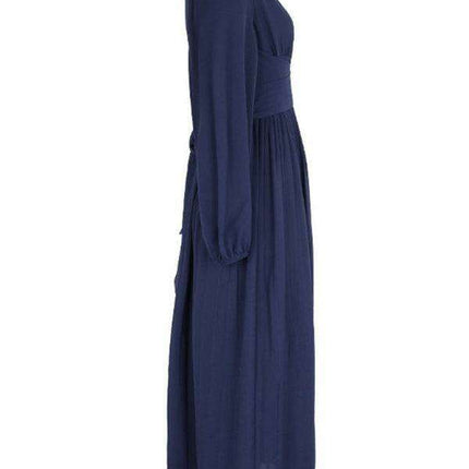 Sophisticated Long Sleeve Bandage Waist Dress with Slit for Women