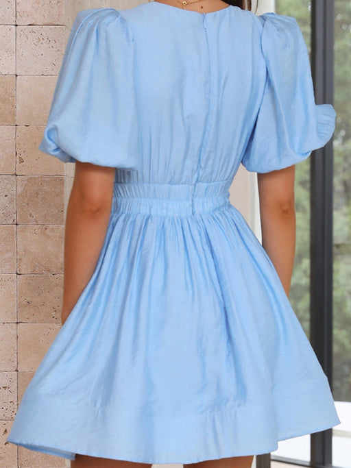 Enchanting V-neck Princess Sleeve Mini Dress