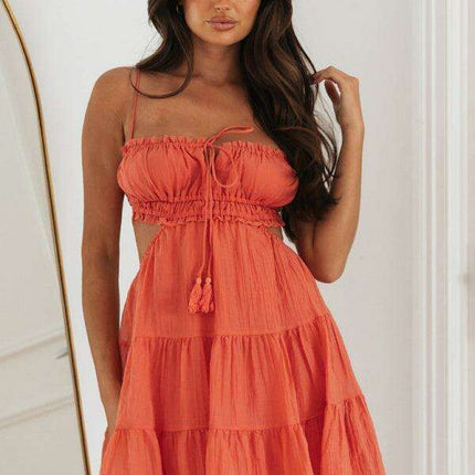 Seductive Backless Lace Swing Dress for Women