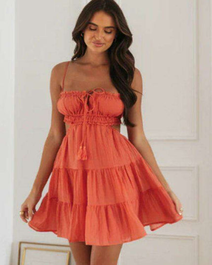 Seductive Backless Lace Swing Dress for Women