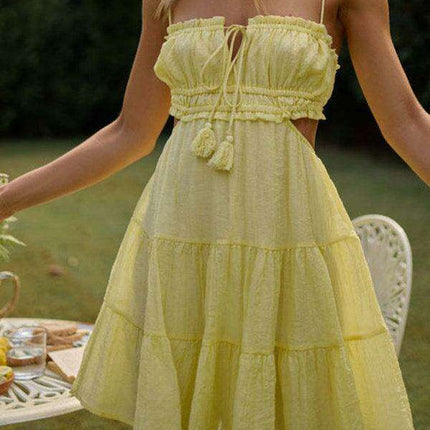 Seductive Backless Lace Swing Dress for Women