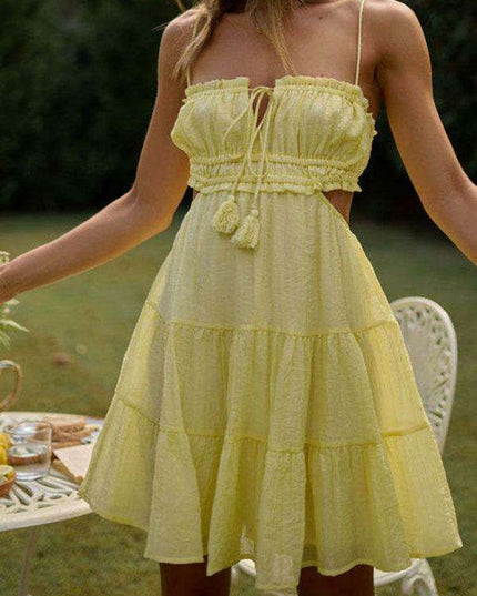 Seductive Backless Lace Swing Dress for Women