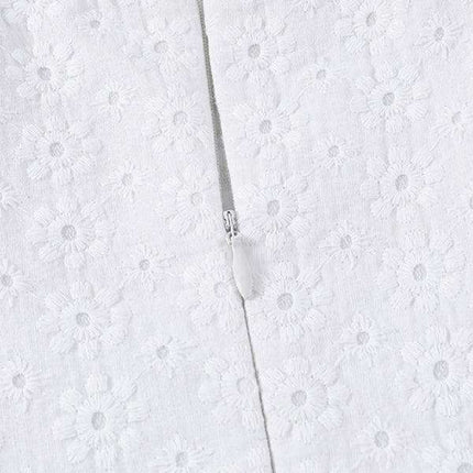 Chic Slim Fit French Embroidered Dress with Waist-Cinching Elegance