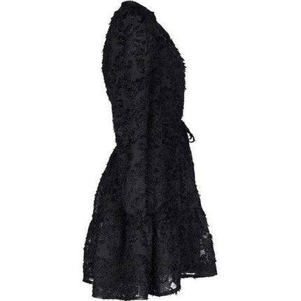 Chic Solid Jacquard Long Sleeve Dress for Women