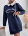 Chic Women's Long-Sleeved Lapel Knit Sweater Dress