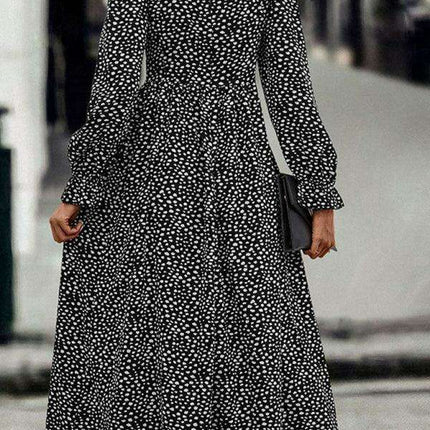 Chic Square Neck Printed Dress - Luxurious Fabric and Timeless Elegance