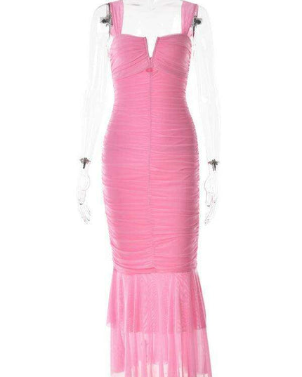 Alluring Fishtail Dress with Suspender Accents for Women