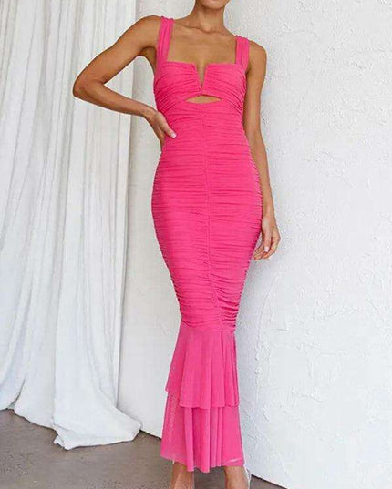 Alluring Fishtail Dress with Suspender Accents for Women