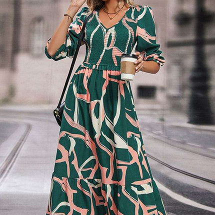 Elegant Printed Long Sleeve Dress for Women: Enhance Your Style with Sophistication