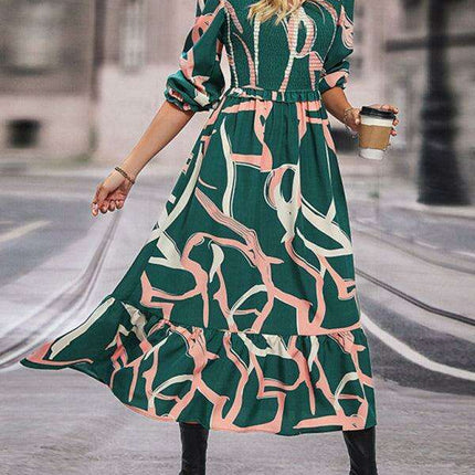 Elegant Printed Long Sleeve Dress for Women: Enhance Your Style with Sophistication