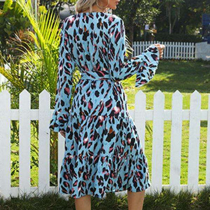 Chic Leopard Print Midi Dress for Women - Stylish and Sophisticated