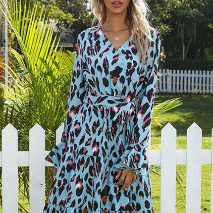 Chic Leopard Print Midi Dress for Women - Stylish and Sophisticated