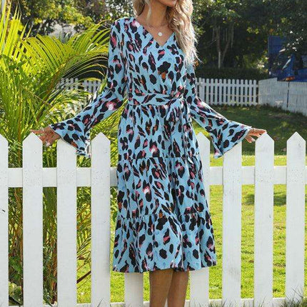 Chic Leopard Print Midi Dress for Women - Stylish and Sophisticated