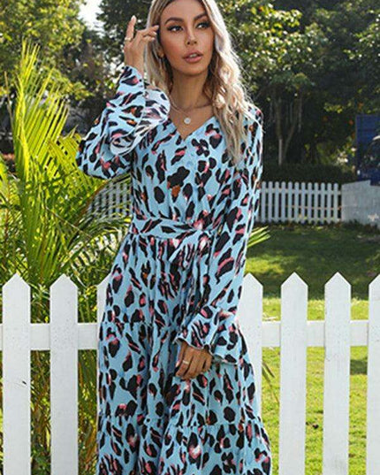 Chic Leopard Print Midi Dress for Women - Stylish and Sophisticated