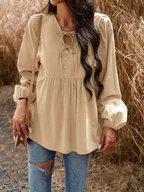 Elegant Cotton V-neck Blouse: A Fusion of Style and Comfort