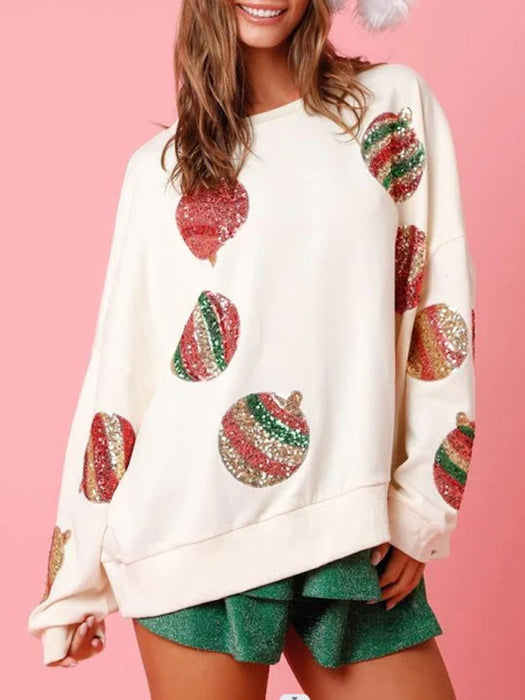 Festive Sequin Patchwork Sweater with Sparkling Holiday Cheer