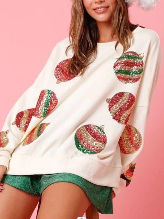 Festive Sequin Patchwork Sweater with Sparkling Holiday Cheer