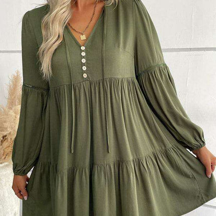 Emerald Elegance: Versatile Long-Sleeve Rayon Dress for All Seasons