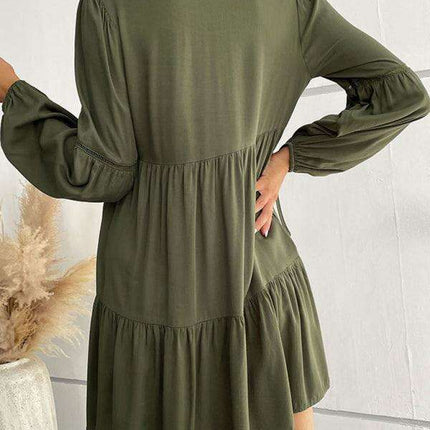 Emerald Elegance: Versatile Long-Sleeve Rayon Dress for All Seasons