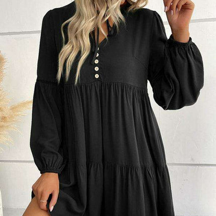 Emerald Elegance: Versatile Long-Sleeve Rayon Dress for All Seasons