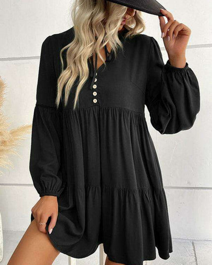 Emerald Elegance: Versatile Long-Sleeve Rayon Dress for All Seasons