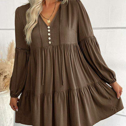 Emerald Elegance: Versatile Long-Sleeve Rayon Dress for All Seasons