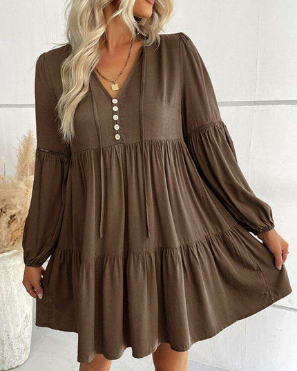 Emerald Elegance: Versatile Long-Sleeve Rayon Dress for All Seasons