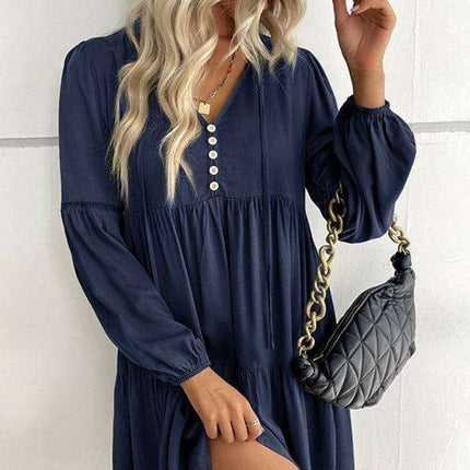 Emerald Elegance: Versatile Long-Sleeve Rayon Dress for All Seasons