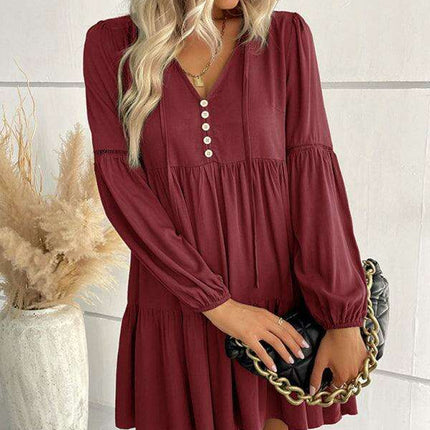 Emerald Elegance: Versatile Long-Sleeve Rayon Dress for All Seasons