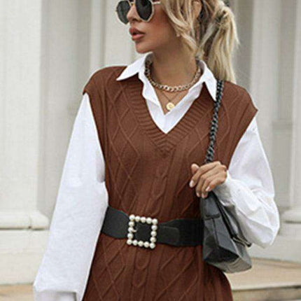 Elegant Knit V-Neck Dress for Effortless Autumn Fashion