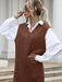 Solid Color V-Neck Knitted Sweater Dress for Women