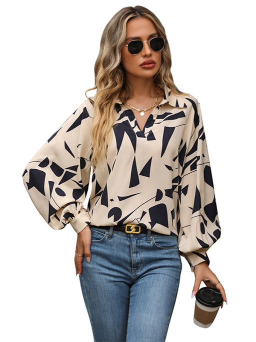 Chic Self-Design Polyester Shirt for Women - Versatile Style for Autumn and Winter