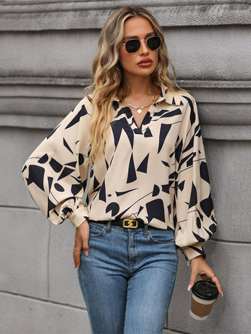 Chic Women's Printed Long Sleeve Shirt for Autumn and Winter